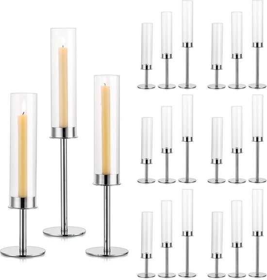 Sudraba svečturi garajām svecēm ar stikla kupolu