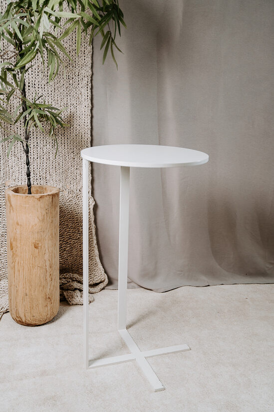 Balti stāvgaldi lietojami bez galdautiem Ø 60 cm virsma, h - 110 cm