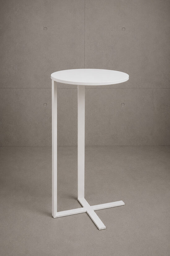Balti stāvgaldi lietojami bez galdautiem Ø 60 cm virsma, h - 110 cm