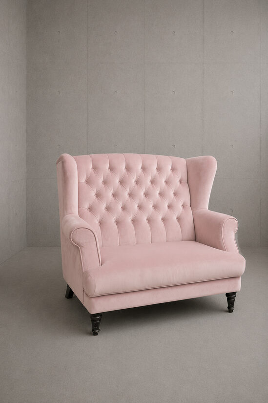 Gaiši rozā samta sofa