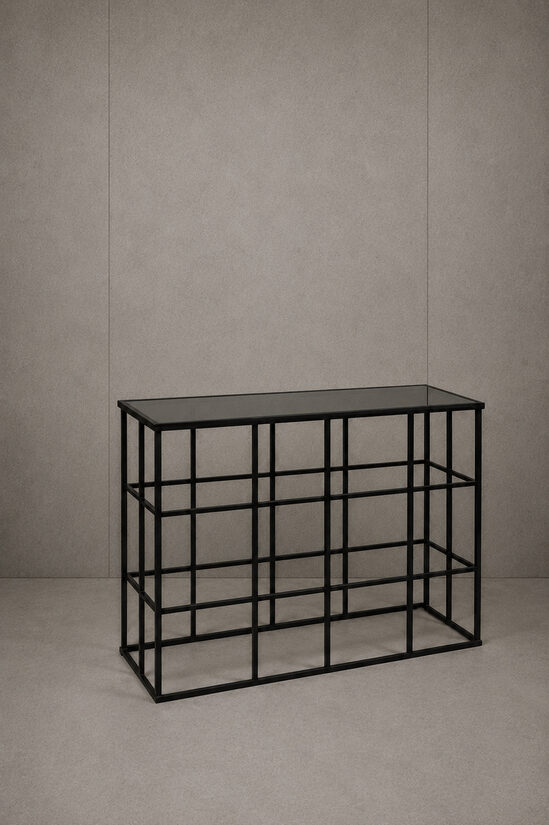 Melna metāla konsole ar spoguļa virsmu 120 x 40 x 80 cm