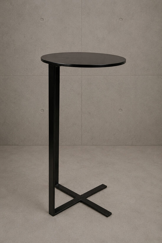 Melni stāvgaldi lietojami bez galdautiem Ø 60 cm virsma, h - 110 cm